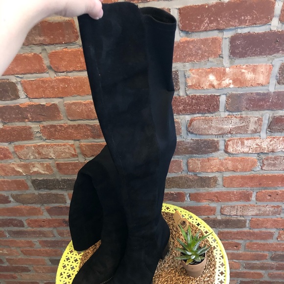 ZARA LONG ELASTIC BLOCK HIGH HEEL BOOTS - Picture 6 of 11